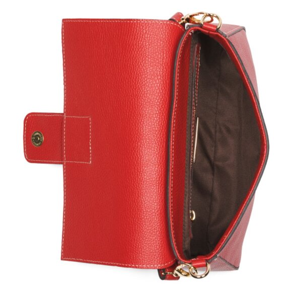 DIVINA FIRENZE Made In Italy Leather Baguette Crossbody With Snake Detail - Picture 3 of 4